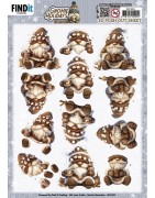 (SB11051)3D Pushout Sheet - Berries Beauties - Gnomie Holidays - Brown