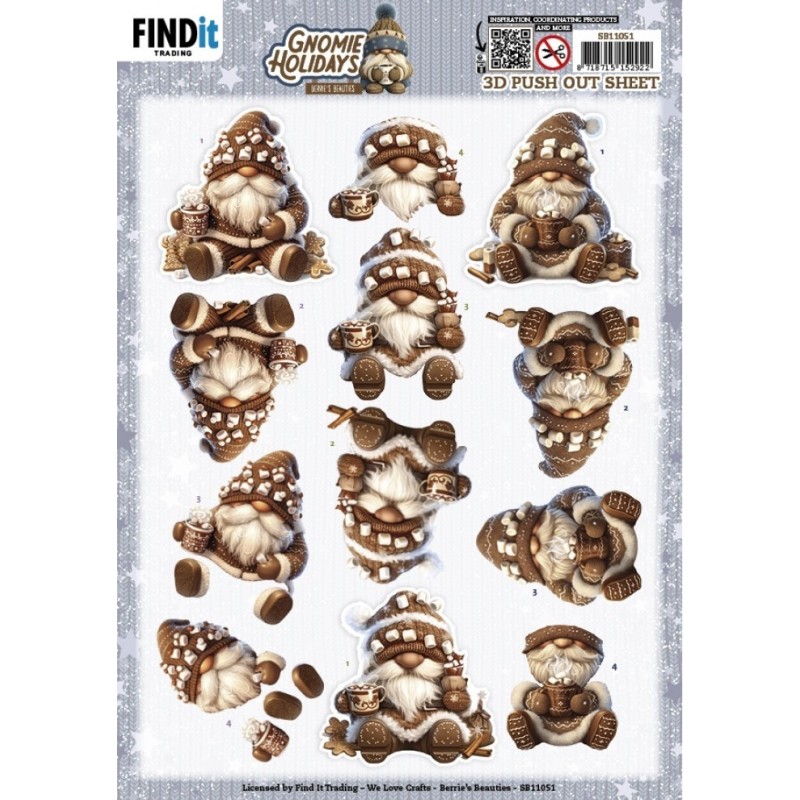 (SB11051)3D Pushout Sheet - Berries Beauties - Gnomie Holidays - Brown