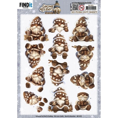 (SB11051)3D Pushout Sheet - Berries Beauties - Gnomie Holidays - Brown