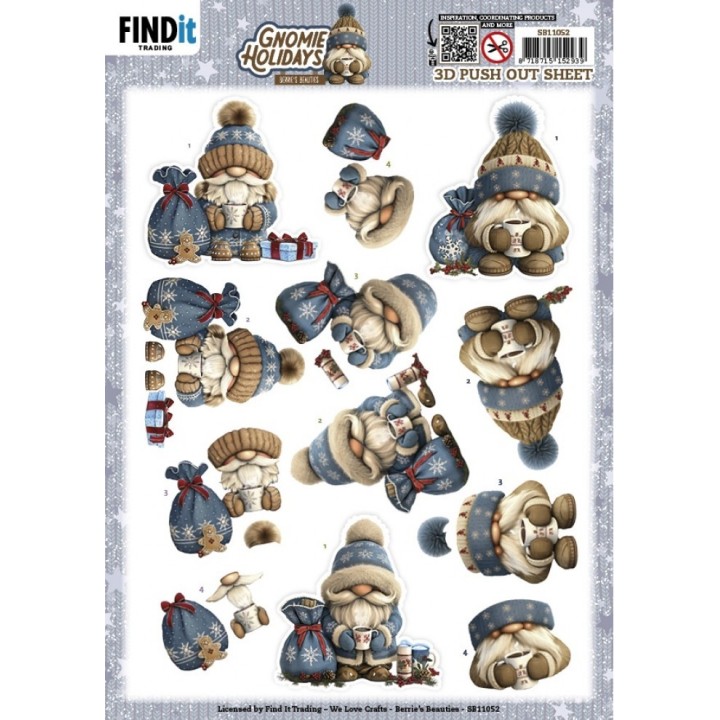 (SB11052)3D Pushout Sheet - Berries Beauties - Gnomie Holidays - Navy