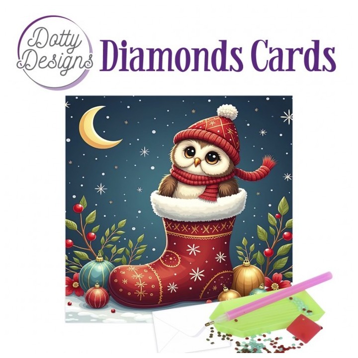 (DDDC1198)Dotty Designs Diamond Cards - Christmas Owl 1