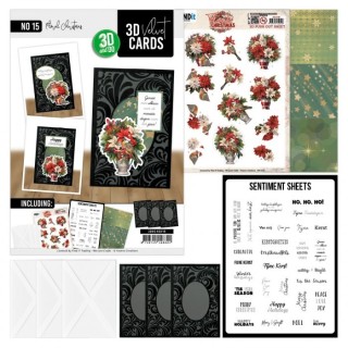 (3DVC10015)3D Velvet Cards A6 - Floral Christmas