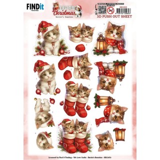 (SB11053)3D Pushout Sheet - Berries Beauties - A Very Furry Christmas - Kitten