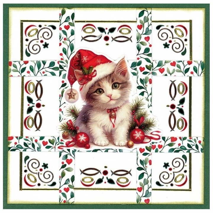 (SB11053)3D Pushout Sheet - Berries Beauties - A Very Furry Christmas - Kitten