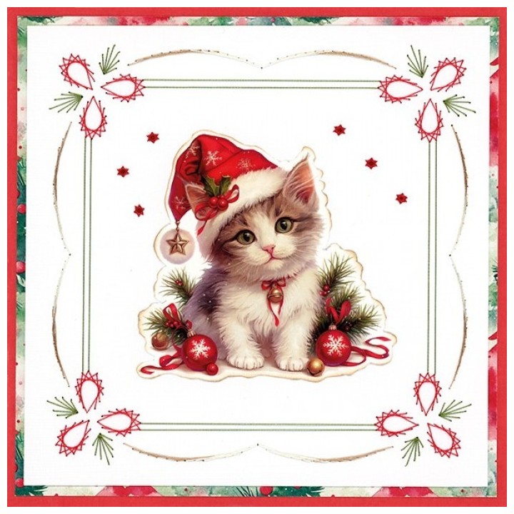 (SB11053)3D Pushout Sheet - Berries Beauties - A Very Furry Christmas - Kitten