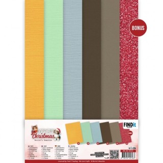 (BB-A4-10021)Linen Cardstock Pack - Berries Beauties - A Very Furry Christmas - A4