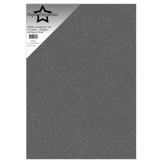 (PFSS205)Paper Favorites Antique Silver A4 Glitter Cardstock 250gsm (5pcs)