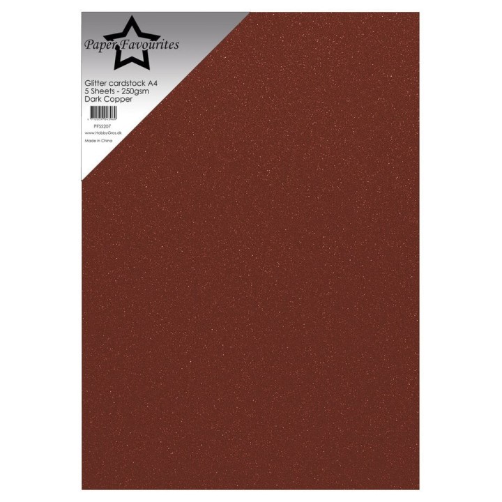 (PFSS207)Paper Favorites Dark Copper A4 Glitter Cardstock 250gsm (5pcs)