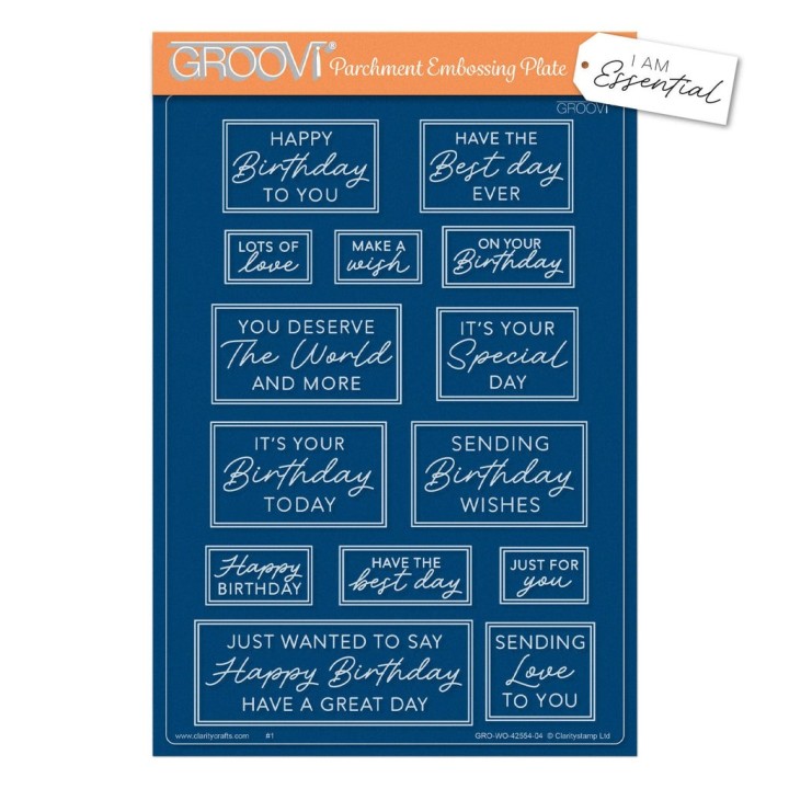 (GRO-WO-42554-04)Groovi Plate A5 I Am Essential - Birthday Sentiments A5