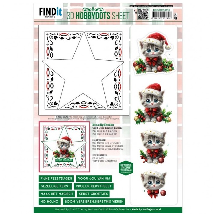 (DODOHS10010)3D Hobbydots Sheet - Berries Beauties - A Very Furry Christmas 2