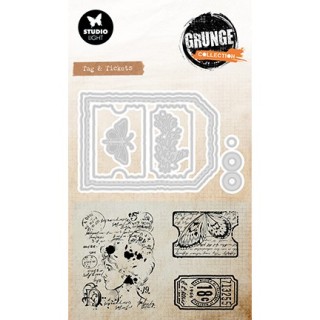 (SL-GR-SCD99)Studio Light Stamp & Cutting Die Tag & Tickets Grunge Collection nr. 99