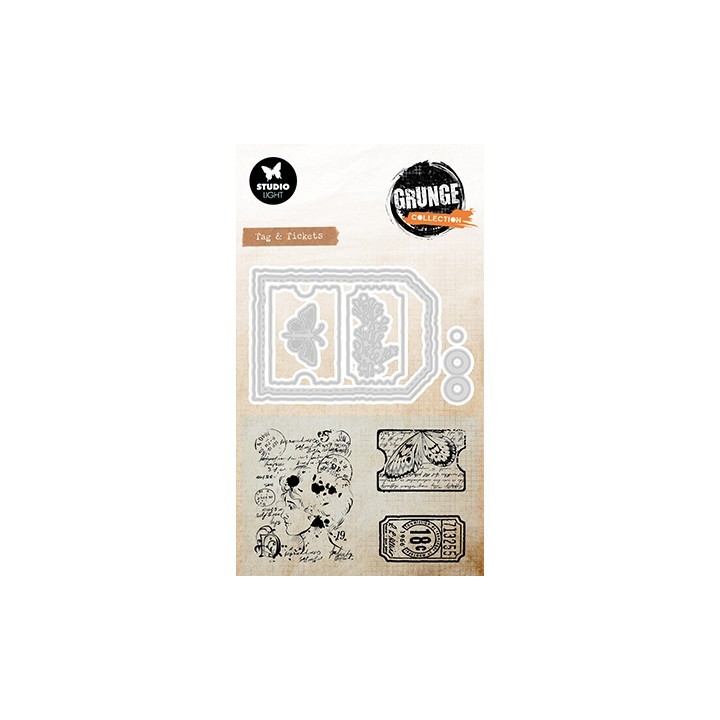(SL-GR-SCD99)Studio Light Stamp & Cutting Die Tag & Tickets Grunge Collection nr. 99