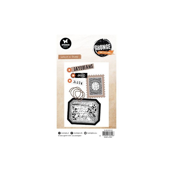 (SL-GR-SCD100)Studio Light Stamp & Cutting Die Label & Stamp Grunge Collection nr. 100