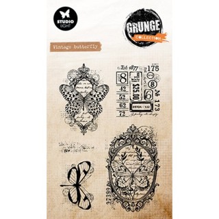 (SL-GR-STAMP893)Studio light clear stamp Vintage butterfly Grunge Collection nr. 893