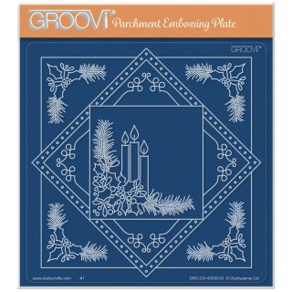 (GRO-CH-42530-03)Groovi Plate A5 Tina's Candles & Holly Christmas All in One
