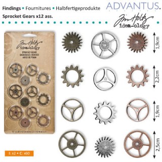 (TH92691)Tim Holtz sprocket gears x12 ass. antique