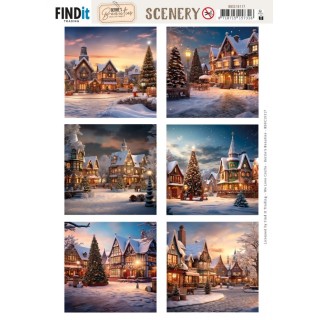 (BBSC10117)Scenery Push out - Berries Beauties - Christmas Village - Square