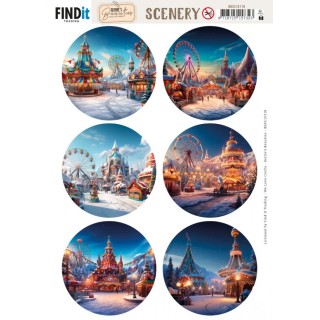(BBSC10118)Scenery Push out - Berries Beauties - Winter Fairground - Round