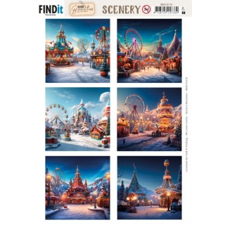 (BBSC10119)Scenery Push out - Berries Beauties - Winter Fairground - Square