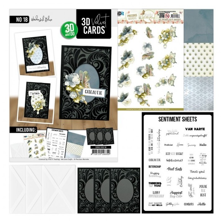 (3DVC10018)3D Velvet Cards A6 - Wonderful Blue