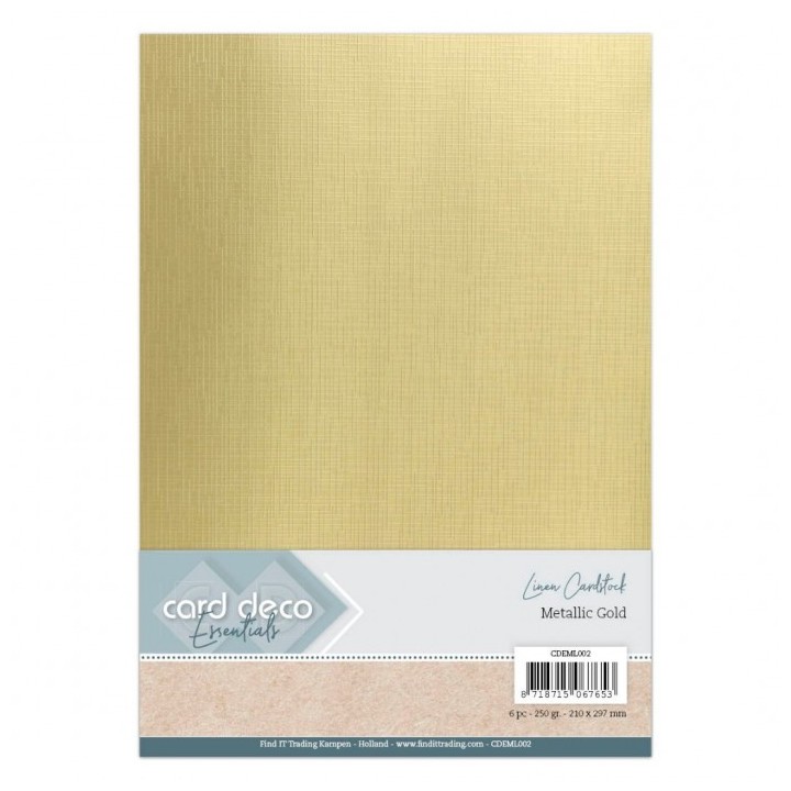 (CDEML002)Goud - Metallic Linnenkarton by Card Deco