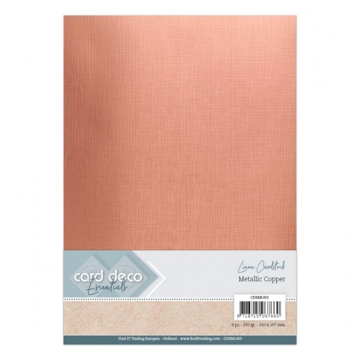 (CDEML003)Koper - Metallic Linnenkarton by Card Deco