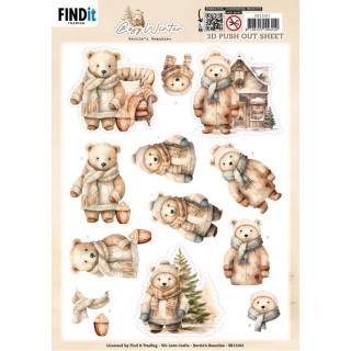 (SB11061)3D Pushout Sheet - Berries Beauties - Cosy WInter - Cosy Bear