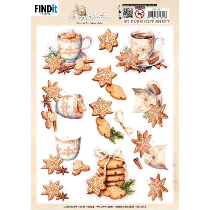 (SB11062)3D Pushout Sheet - Berries Beauties - Cosy WInter - Cosy Cookies
