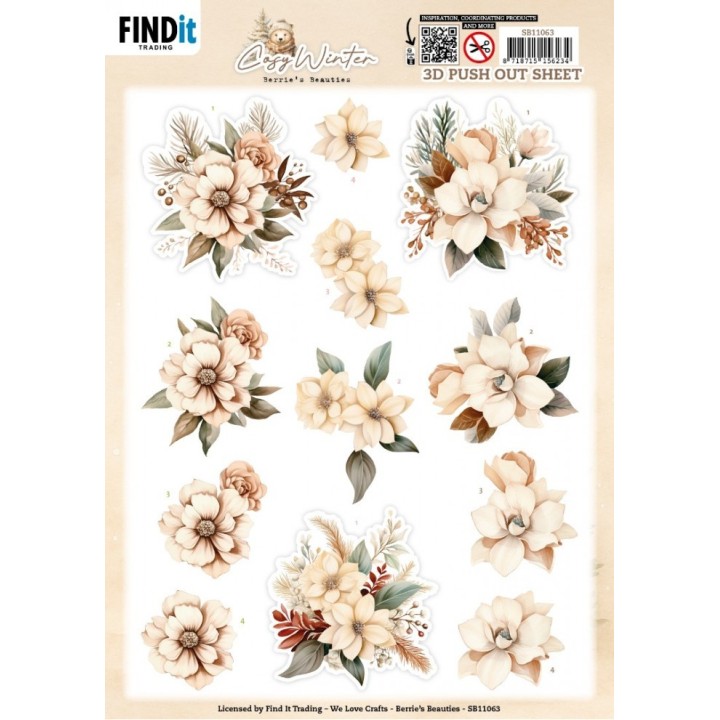 (SB11063)3D Pushout Sheet - Berries Beauties - Cosy WInter - Cosy Flowers