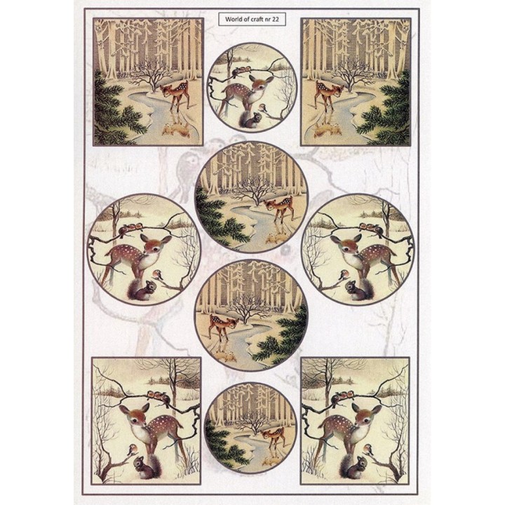 (WOC10022)Cutting Sheet - WOC - nr 22 - Winter Woodland Deer