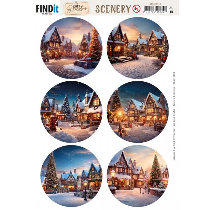 (BBSC10120)Scenery Push out - Berries Beauties - Magical Winter Village - Round