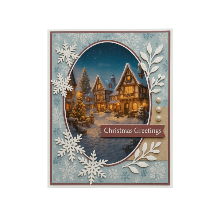 (BBSC10120)Scenery Push out - Berries Beauties - Magical Winter Village - Round