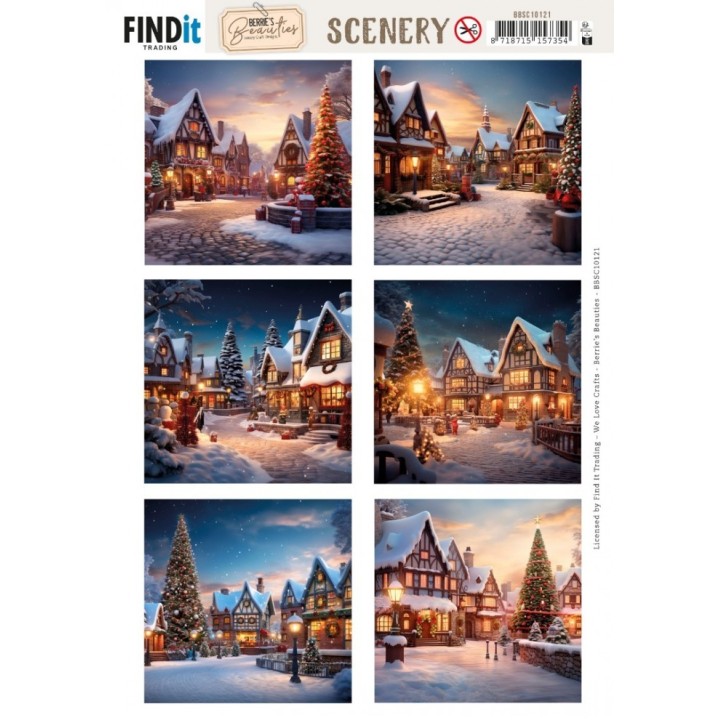(BBSC10121)Scenery Push out - Berries Beauties - Magical Winter Village - Square