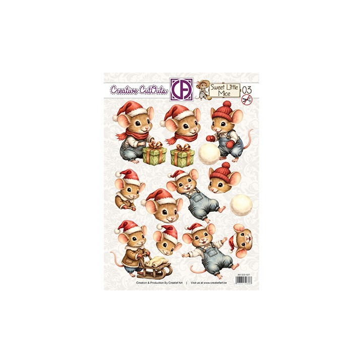 (CCO-027)3D Creative CutOuts Sweet Little Mice Christmas 03