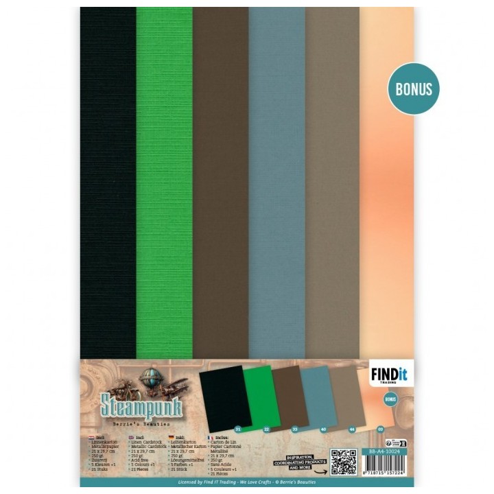 (BB-A4-10024)Linen Cardstock Pack - Berries Beauties - Steampunk - A4