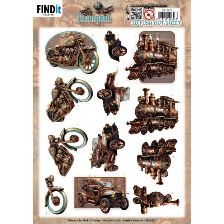 (SB11071)3D Pushout Sheet - Berries Beauties - Steampunk - Vehicles
