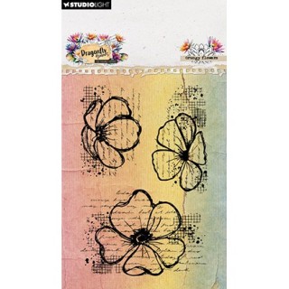 (HE-DD-STAMP908)Studio light Stamp Grungy flowers Dragonfly Dreams nr. 908
