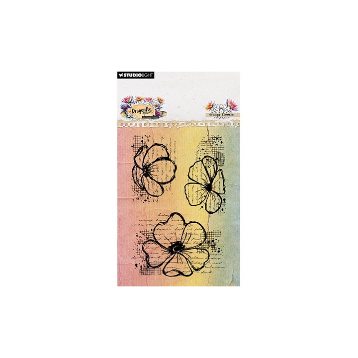 (HE-DD-STAMP908)Studio light Stamp Grungy flowers Dragonfly Dreams nr. 908