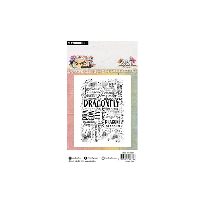 (HE-DD-STAMP909)Studio light Stamp Grunge word cloud Dragonfly Dreams nr. 909