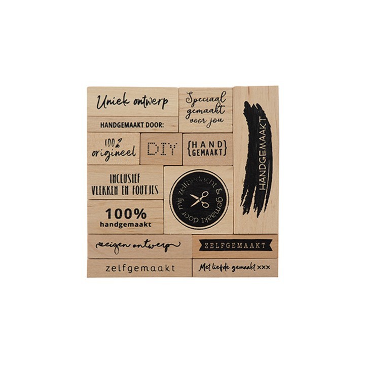 (CS1074)Wood stamp set Zelfgemaakt