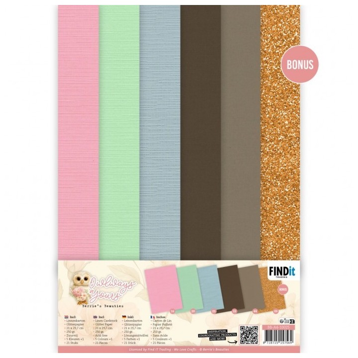 (BB-A4-10025)Linen Cardstock Pack - Berries Beauties - Owlways Yours - A4