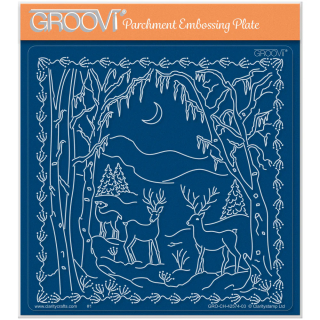 (GRO-CH-42574-03)Groovi Plate A5 Linda's Reindeer Clearing - Enchanted Christmas