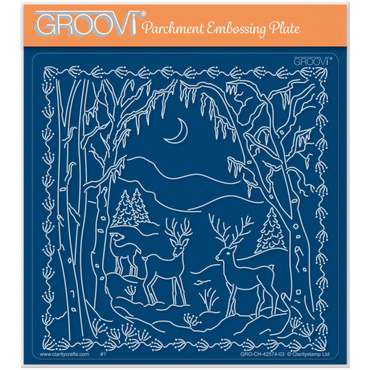 (GRO-CH-42574-03)Groovi Plate A5 Linda's Reindeer Clearing - Enchanted Christmas