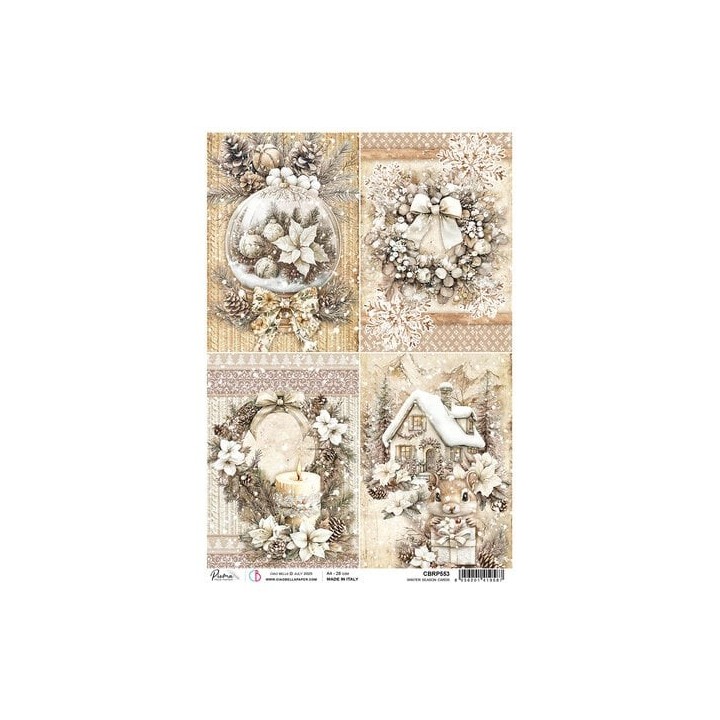 (CBRP553)CIAO BELLA Winter Season A4 Rice Paper A Winter Season Cards (5pcs)