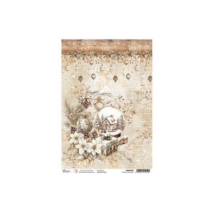 (CBRP554)CIAO BELLA Winter Season A4 Rice Paper A4 Romantic Snowball (5pcs)
