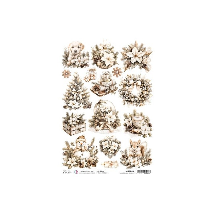 (CBRP556)CIAO BELLA Winter Season A4 Rice Paper Winter Season Elements (5pcs)