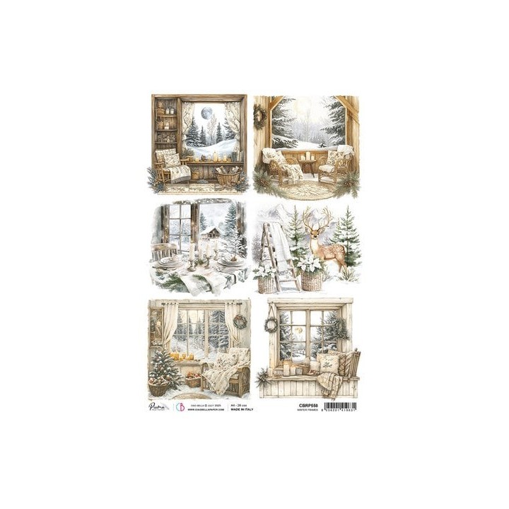 (CBRP558)CIAO BELLA Winter Season A4 Rice Paper Winter Frames (5pcs)