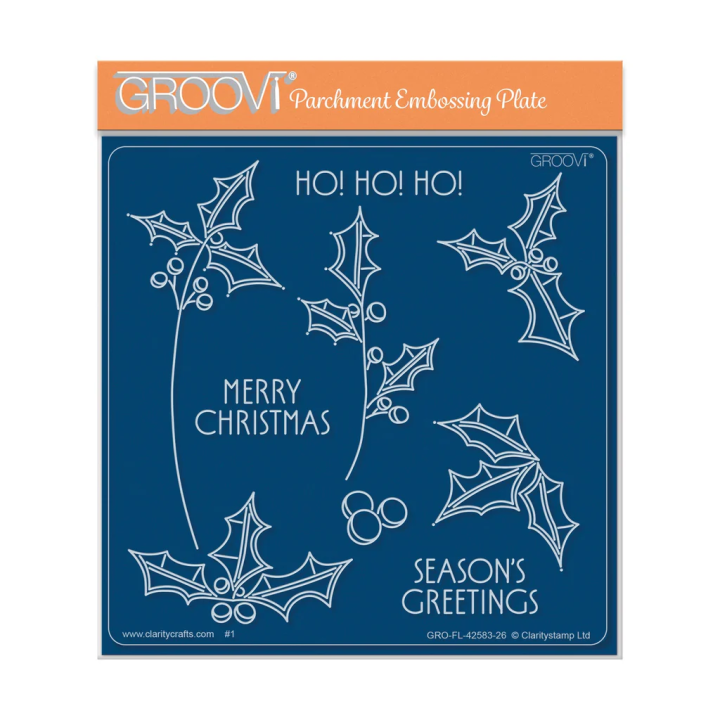 (GRO-FL-42583-26)Groovi Plate Midi Barbara's Big Blooms - Holly Leaves