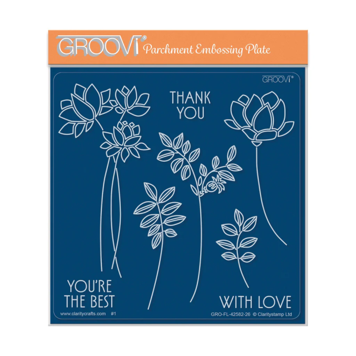 (GRO-FL-42582-26)Groovi Plate Midi Barbara's Big Blooms - Silhouette Flowers