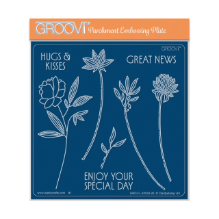 (GRO-FL-42584-26)Groovi Plate Midi Barbara's Big Blooms - Stripey Flowers